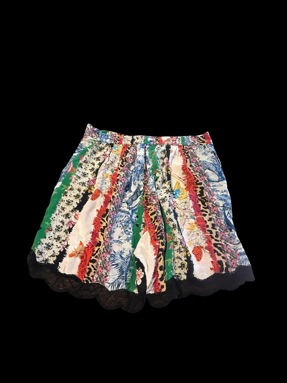 Zadig & Voltaire Saturne Mix Print CDC silk shorts, bright patchwork Sz 42 - Picture 3 of 5